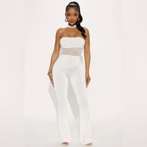 Off-limits Sheer Mesh Jumpsuit - White